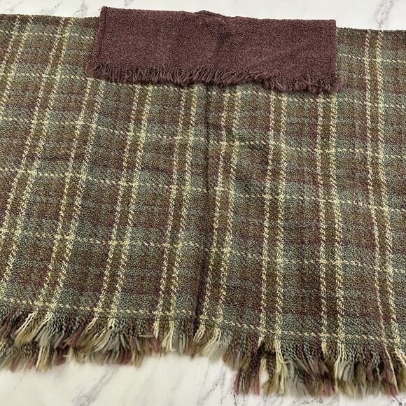 Boyne Valley Weavers Poncho Sweater Shawl One Size Green Purple Plaid Layered - Picture 13 of 14